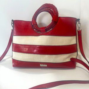 CARLOS! BY CARLOS SANTANA RED/WHITE vegan leathr croc CROSS-BODY HANDBAG